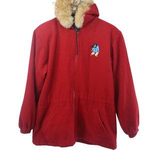 Northern Sun Parka Coat Women Size Small Embroidered Wool Vintage Canada